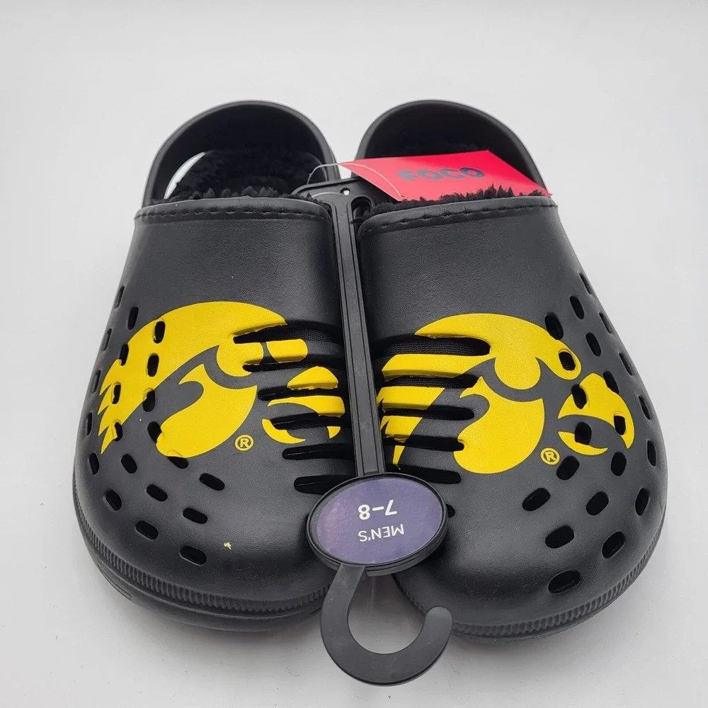 Iowa Hawkeyes Sherpa Lined Clogs with Strap FOCO Mens Small 7-8‎ Womens 9-10